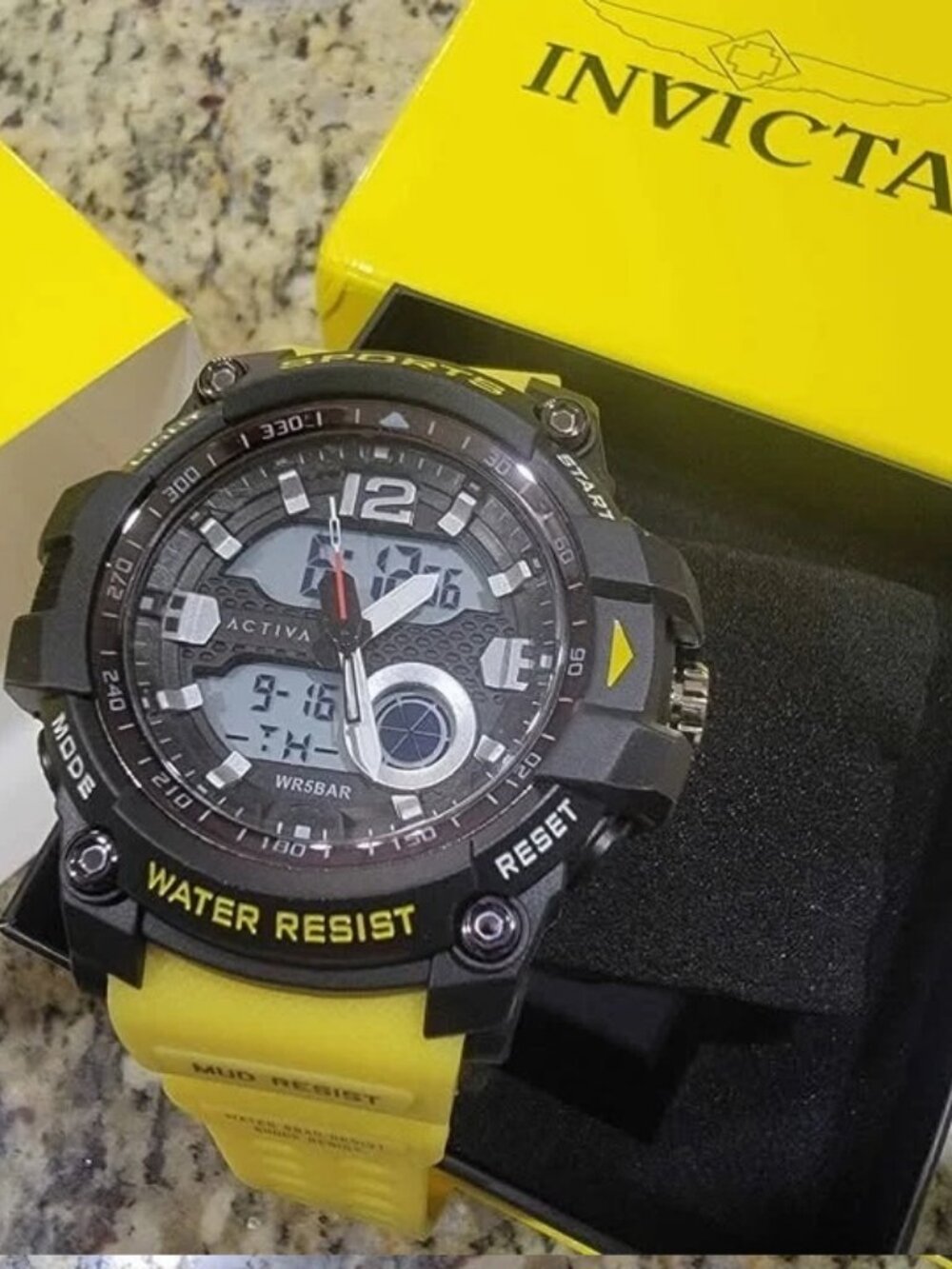 $99 Activa Circuit X Invicta Mens Black & Yellow Digital 54mm Watch NIB - Picture 2 of 6